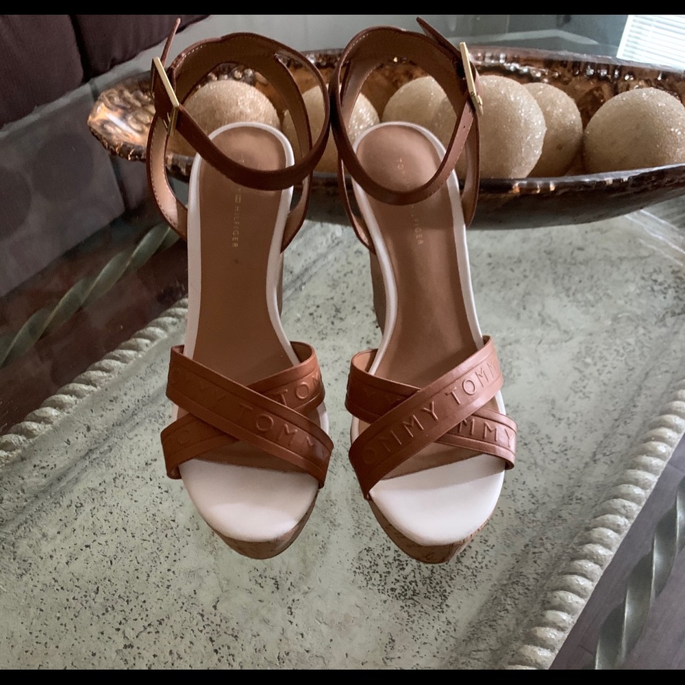 Tommy Hilfiger Brown and White Wedgea